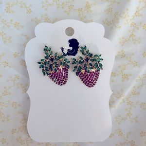 NWT- Strawberry earrings in pink/purple color blend